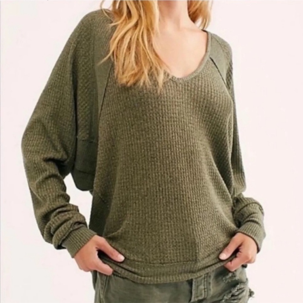 Nwt Free People Santa Clara Thermal Color Ferngully Green Size L